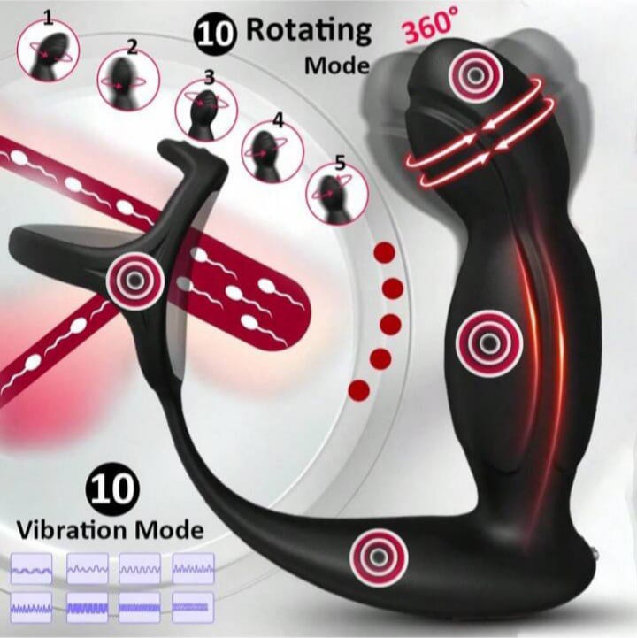 Dual Motor Prostate Vibrator Massager anal plug with Penis Ring